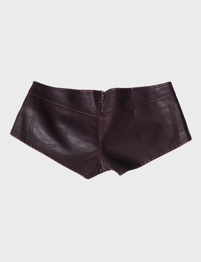 Wine Leather Shorts