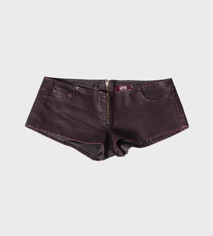 Wine Leather Shorts
